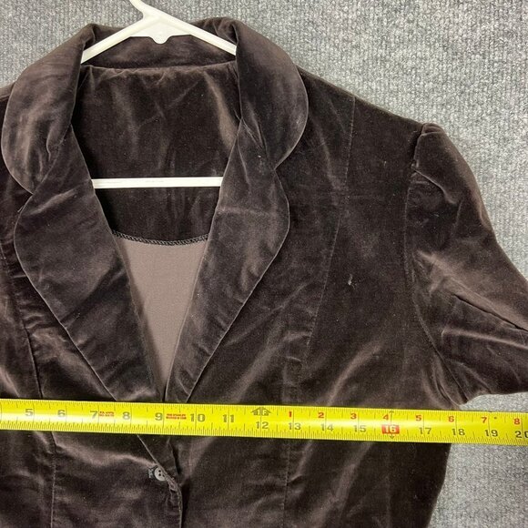 Vintage Sears‎ JR Bazaar Velvet Chocolate Brown Blazer SZ Small - Picture 8 of 9